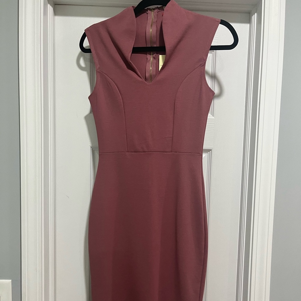 Size small Mauve/ dusty rose  colored knee length dress, New with tags